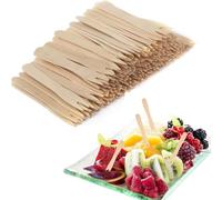 AOEVUIR 200 Pcs fourchettes réutilisables en bois pour enfants, petites fourchettes à gâteaux couverts pour fêtes sandwichs fruits légumes
