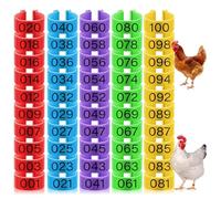 AOEVUIR 50 Bagues d'Identification pour Poules, Anneaux Clip-On pour Pattes de Poulet, Canard, Oie, 5 Couleurs, 16mm