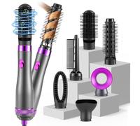 Aofesel Air Styler 6 en 1 Brosse Soufflante Hair Styler, 1000W Portable Peigne pour Sèche Cheveux avec 6 Accessoires, Peigne de Brushing Humides et Secs, Fer a Boucler Automatique, Brosse Lissante