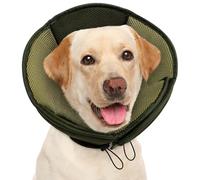 AOFITEE Cône pour chien - Cône réglable pour chiens après une chirurgie - Collier doux et respirant pour éviter le léchage des plaies - Collier élisabéthain pour grands chiens, vert militaire XL