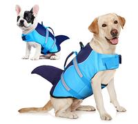 AOFITEE Gilet de Sauvetage pour Chien Ripstop pour la Natation, Gilet de sécurité pour Chien, Gilet de Sauvetage réfléchissant avec flottabilité supérieure et poignée de Sauvetage, Requin Bleu XS