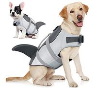 AOFITEE Gilet de Sauvetage pour Chien Ripstop pour la Natation, Gilet de sécurité pour Chien, Gilet de Sauvetage réfléchissant avec flottabilité supérieure et poignée de Sauvetage, Requin Gris S