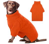 AOFITEE Pull XXL pour chien, pull pour chien de grande taille, pull d'Halloween à col roulé pour animal de compagnie femelle, tricot d'hiver uni pour golden retriever, labrador, doberman, orange