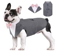 AOFITEE Smoking pour Chien, Costume Formel pour Chien de Petite et Moyenne Taille, Smoking de Mariage pour Chiens avec Nœud Papillon Noir Amovible, Chiens Costume Formel pour Fête de Mariage Festival