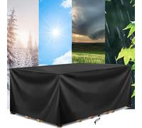 AOFOAE Housse Protection Salon De Jardin 300x120x90cm/LxWxH Housse Table De Jardin,Coupe-Vent, Anti-UV, Indéchirable, Noir Bache De Protection, Tissu Polyester 420d