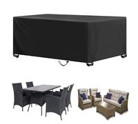 AOFOAE Housse Salon de Jardin Exterieur 225xx116x82cm/LxlxH Housse de Protection Table de Jardin | Tissu Oxford Imperméable pour Tables, Chaise, Canapé, Noir Protection Meubles Extérieur