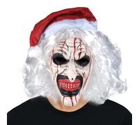 Aofonchy Halloween Masque de Clown Horror Masque Clown Sanglant Tête Complète en Latex Masques Effrayant Réaliste avec Chapeau Noël & Cheveux pour Fête d'Halloween Cosplay Carnaval
