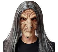 Aofonchy Halloween Masque de Sorcière, Masque vieille sorcière avec Cheveux, Halloween Effrayant Masque de sorcière en latex, Réaliste Masque d'Horreur pour déguisement d'Halloween Carnaval