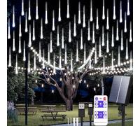 Aofonchy Lumières Solaires de Pluie de Météores 30 cm 10 Tubes 240 LEDs Imperméable Guirlande Lumineuses de Noël Exterieur Tubes Lumineux avec Télécommande pour Jardin Noël Mariage Fête Arbre Décor