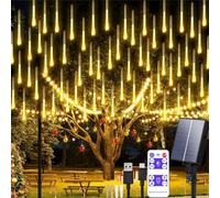Aofonchy Lumières Solaires de Pluie de Météores 30 cm 10 Tubes 240 LEDs Imperméable Guirlande Lumineuses de Noël Exterieur Tubes Lumineux avec Télécommande pour Jardin Noël Mariage Fête Arbre Décor