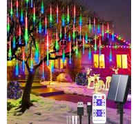 Aofonchy Lumières Solaires de Pluie de Météores 30 cm 10 Tubes 240 LEDs Imperméable Guirlande Lumineuses de Noël Exterieur Tubes Lumineux avec Télécommande pour Jardin Noël Mariage Fête Arbre Décor