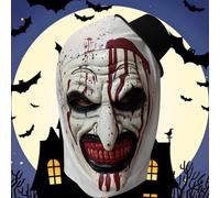 Aofonchy Masque d'Horreur pour Halloween, Masque de Clown Terrifier avec Foulard et Chapeau, Masque de Clown Effrayant en Latex, Masque de Clown Sanglant pour Halloween Carnaval Accessoires