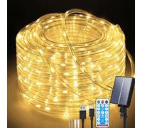 Aofonchy Solaire Guirlande Lumineuse Tube Extérieur, 20M 200LEDs Étanche Guirlande Lumières Pipe avec 8 Modes & Télécommande, USB Lumières de Corde Solaire pour Fête de Noël JardinMariage Fête