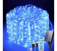 Aofonchy Solaire Guirlande Lumineuse Tube Extérieur, 20M 200LEDs Étanche Guirlande Lumières Pipe avec 8 Modes & Télécommande, USB Lumières de Corde Solaire pour Fête de Noël JardinMariage Fête