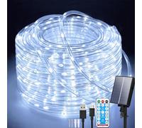 Aofonchy Solaire Guirlande Lumineuse Tube Extérieur, 20M 200LEDs Étanche Guirlande Lumières Pipe avec 8 Modes & Télécommande, USB Lumières de Corde Solaire pour Fête de Noël JardinMariage Fête