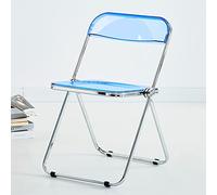 AoForce Chaises Pliantes en Acrylique Chaise Pliante Transparente de Luxe Moderne - Siège en Cristal empilable - Siège de Salon - Chaise d'appoint à Cadre chromé for l'intérieur (Color : Blue)