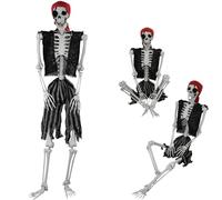 AOFOX 165 cm Halloween Taille réelle Squelette Corps Entier os avec articulations Amovibles Party Prop Horreur cimetière Maison hantée pelouse Cour décoration (165-Piraterie)