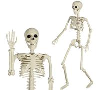 AOFOX 90cm Squelette d'halloween de,Os Humains réalistes avec Articulations Mobiles pour Accessoires de fête Décoration de Cour de Maison hantée et de cimetière effrayanton (90cm-White)