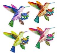 AOFOX Lot de 4 sculptures murales en métal - Colibri - Clôture - Oiseaux suspendus - Décoration pour jardin, cour, salon, chambre à coucher - Colibri A