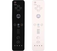 AOFUGAME Pack de 2 manettes Wii - Télécommande Wii avec étui en silicone et dragonne (noir+blanc)