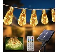 Aogled Guirlande Lumineuse solaire à LED Pour Extérieur, 8 m, Boules de Cristal, Avec Télécommande, Pour Jardin, Terrasse, Balcon, Mariage