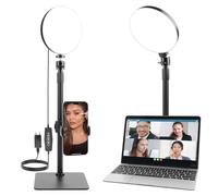 Aogled Lumière vidéo LED avec support pour téléphone portable, lampe vidéo avec 3 modes de couleur et 5 niveaux de luminosité, lumière clé alimentée par USB pour vidéoconférences, réunions zoom