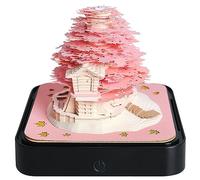 Aoguaro Calendrier 2024 en forme d'arbre avec bloc-notes 3D - Décoration unique en papier - Château de terre - Vert - Eco - Décoration de bureau - Cadeau