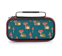 AoHanan Étui de transport pour Switch - Grenouille et champignons - Avec 20 cartouches de jeux - Coque rigide de voyage pour console et accessoires