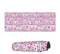 AoHanan Grand tapis de souris de jeu avec bords cousus - Motif lapin mignon et cœurs sur fond rose - Décoration de bureau de 3 mm - Accessoires d'ordinateur pour la maison et le bureau - 80 x 30 cm