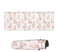 AoHanan Grand tapis de souris rose lamas et cœurs, tapis de bureau pour clavier de bureau, base en caoutchouc antidérapant, tapis de souris de jeu pour l'école, la maison, le bureau, 80 x 30 cm, tapis