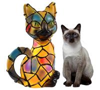 Aohcae Lampe Chat Mosaïque LED Tiffany Lampe Chat, belle lampe vintage en résine, table USB avec design animal 3D, cadeau pour les chats et les fans de chiens [Classe énergétique A]
