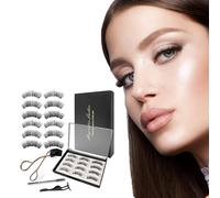 Aohcae Lot de cils magnétiques 3D - Sans eye-liner - Magnétique - Avec recourbe-cils et brosses