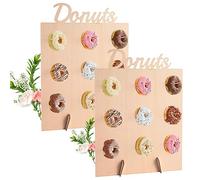 Aohcae Support Donuts Bois, 9 Trous Presentoir Donuts Bois Porte Donuts Support Beignet Donut Stand Donuts Wall Donut Ständer Decoration Bonbon Mur Donuts
