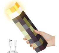 Aohcae Veilleuse murale - Lampe 3D Minecraft - 4 couleurs - Rechargeable par USB - Pour enfants - À la main et au mur - Imitation flamme - Jouet de cosplay