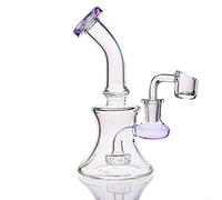 Aoheuo Mini tuyaux d'eau en verre de 15,2 cm pour recyclage, percolateur, bong en verre avec clou de 14 mm (violet)