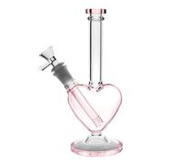 Aoheuo Pipe à eau en verre en forme de cœur avec filtre double couche pour fumer - Bongs épais (B)