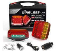 AOHEWEI Feux Arrière de Remorque Sans Fil LED Rechargeable Magnétiques | Étanches Sans Câble Bluetooth 12V Approuvés ECE avec Prise 7 Broches pour Remorque, Camion, Véhicules, Caravane ou Camion