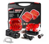 AOHEWEI Feux Arrière de Remorque Sans Fil LED Rechargeable Magnétiques | Étanches Sans Câble Bluetooth 12V/24V Approuvés ECE avec Prise 7 Broches pour Remorque, Camion, Véhicules, Caravane ou Camion