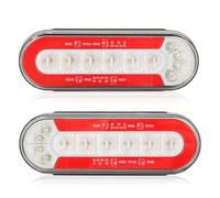 AOHEWEI Feux Arrière LED pour Remorques 12/24V, 2 Pièces Étanches avec Feu de Stop, Feu de Position, Clignotant Dynamique et Feu de Marche Arrière pour Camping-Car, Camion, Tracteur - Certification E