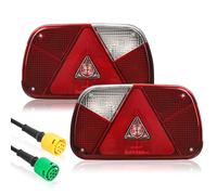 AOHEWEI Kit de Feux Arrière pour Remorque 12V Étanche Clignotant Stop Feu de Recul Anti-brouillard Réflecteur avec 2x Câble 6 Fils de 30cm pour Camion Caravane Utilitaire Tracteur