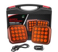 AOHEWEI Kit de Feux d'Alerte LED Sans Fil, 12V/24V 5 Modes Rechargeables Magnétiques Clignotants Ambre, Lampe Stroboscopique d'Urgence pour Camions Tracteurs Bus Véhicules