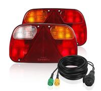 AOHEWEI Kit Feux Arrière de Remorque 12V Éclairage De Freinage pour Camion Kit de Câblage Lampe Indicatrice Avec Prise 13 Broches Connecté et Câble de 5 Fils Long de 5,5m Approprié Caravane ou Camion