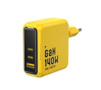AOHI Youth 140W Chargeur USB C GaN+ PD3.1 PPS 100W Adaptateur 3 Ports Chargeur Rapide Prise USB C Compatible avec MacBook Air/Pro, Dell XPS, iPhone 17/16/15, iPad Pro, Tablet, Chromebook,Jaune