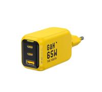 AOHI Youth 65W Chargeur USB C GaN Chargeur Rapide PPS PD pour Ordinateur Portable 3 Ports,Adaptateur Secteur USB C avec MacBook Pro/Air,iPad Pro,iPhone 17 Pro Max,Galaxy S25/Note,Pixel,Jaune