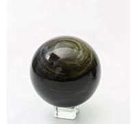 AOHRO Cristal Naturel Brut Cristal Naturel Brut 1pc 60mm sphères de Boule de Cristal d'obsidienne dorée Pierre Naturelle for la décoration