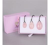 AOHRO Cristal Naturel Brut Drill Yoni Egg 3 Pcs Set Cristal Naturel Rose Quartz Ball Kegel Exercice Outil, (Color : Rose Quartz)