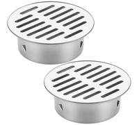 Aohyue 2 Pièces Siphon de Sol Rond en Acier Inoxydable, Adapté aux Tuyaux de Diamètre 110 mm, Grille Caniveau Anti-Encrassement, pour Terrasse, Jardin, Salles de Bains et Toit Plat