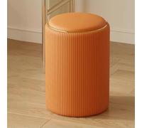 AOICXB Ottoman Rond avec Rangement, Petit Tabouret de Coiffeuse comme Chaise, Table Basse ottomane, Repose-Pieds en Cuir for Espace, Salon(Orange)