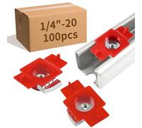 AOIGU Écrous à sertir en nylon galvanisé de 1/4" avec languette rotative, compatible avec les canaux Unistrut de 3,8 cm, systèmes de support et montage de panneaux solaires (rouge, 1/4"-20)