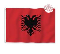 Aoihraan Drapeau Albanais 30x45cm Double Face Drapeau Albanais Extérieur Célébration Maison Jardin Porche Fête Décoration Drapeau Avec 2 Anneaux Solides Machine De Précision Couture